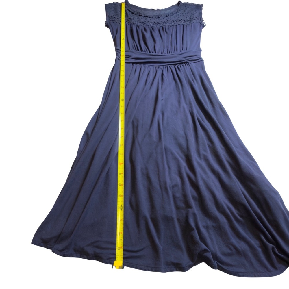Boden Navy Blue Tencel Swiss Dot Crochet Trim Sleeveless Midi Dress WH650 US 4L - Picture 10 of 10